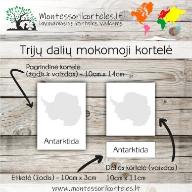 Montessori lavinamosios trijų dalių kortelės pasaulio žemynai (PDF) 1